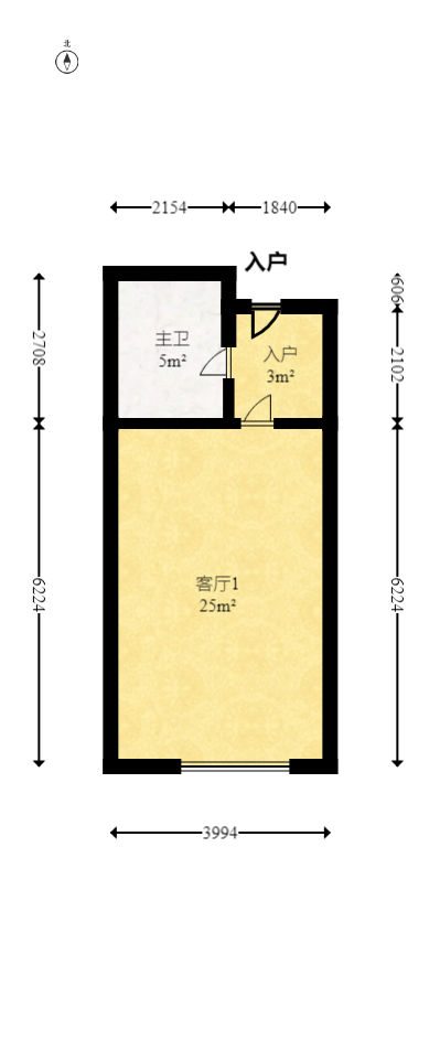 越界（天佑国际大厦）  1室1厅1卫   36.80万室内图1