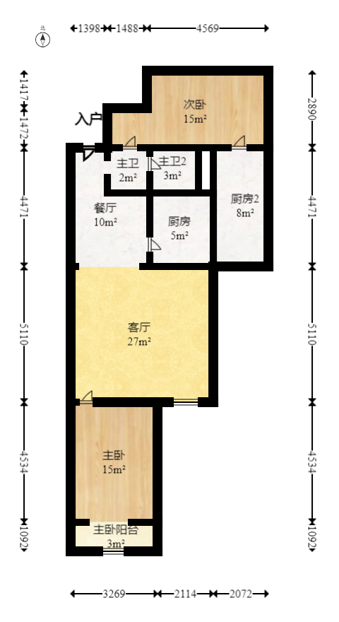 警苑星城  2室2厅1卫   51.00万室内图1