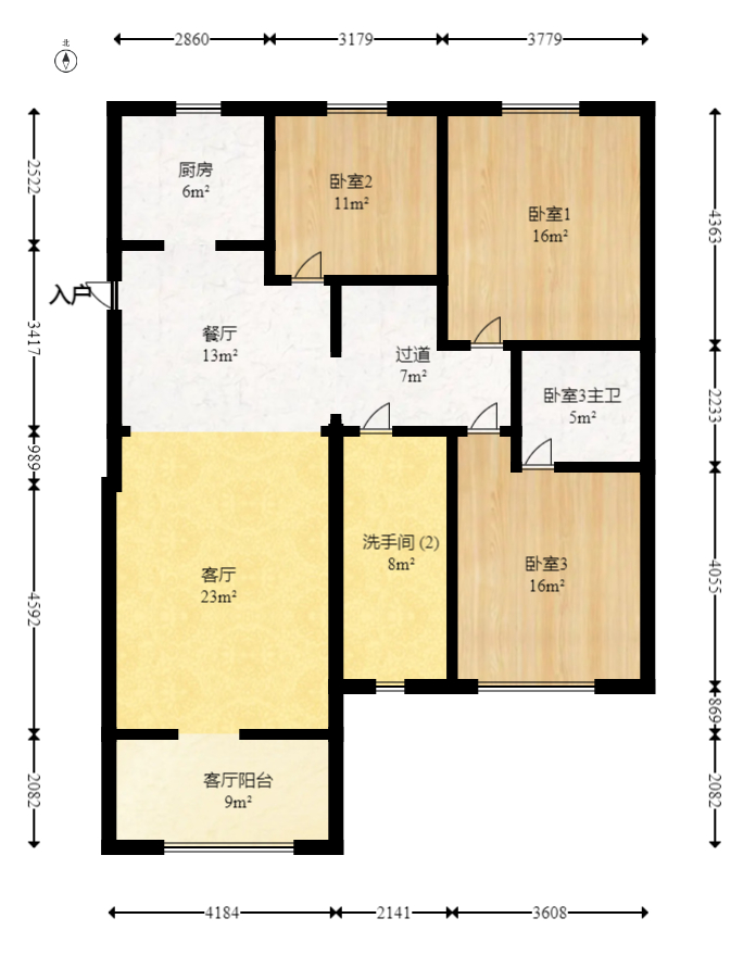 都江新城（都江新苑）  3室2厅2卫   136.00万室内图1
