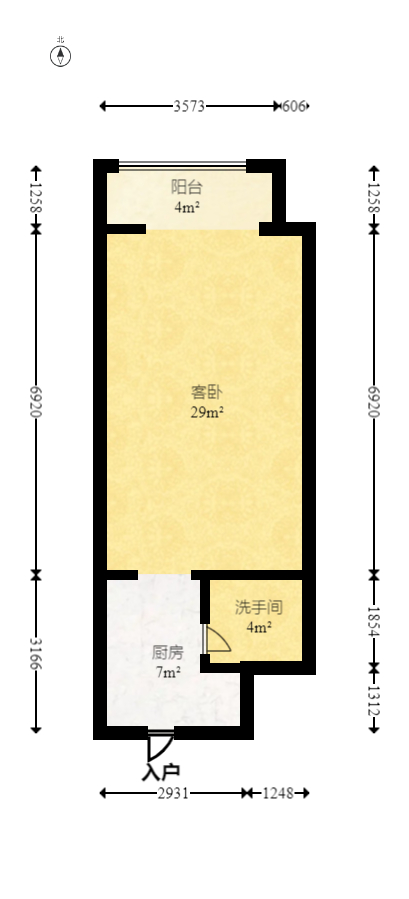 上河国际F座  1室1厅1卫   39.30万室内图1
