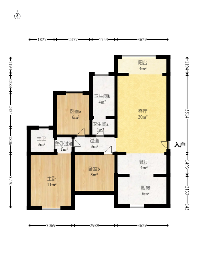 乾源国际 3室2厅2卫 63.0万 乾源国际 3室2厅2卫 63.0万户型图