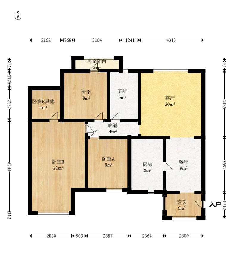 枫华府第  3室2厅2卫   83.00万室内图1
