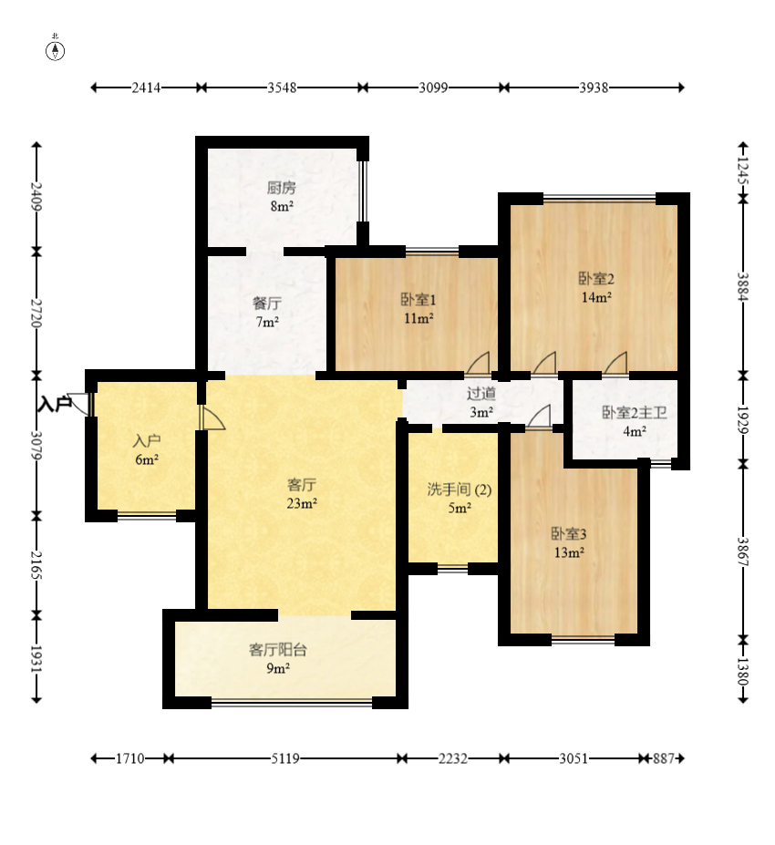 钱隆樽品(一、二、三期)  3室2厅2卫    125.0万室内图1
