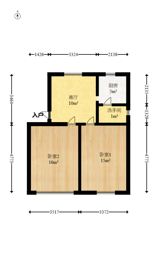 阿弥岭一二片  2室1厅1卫   40.00万室内图1
