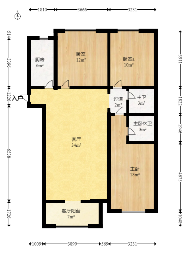 四季星城  3室2厅2卫    91.8万室内图1