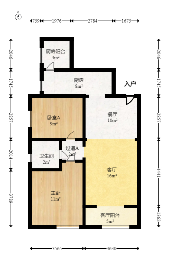 天麓尚层  2室2厅1卫    78.0万室内图1