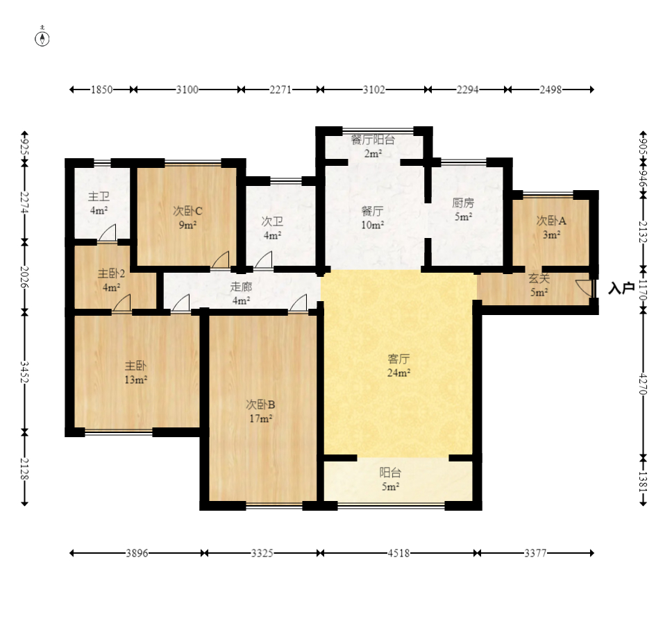 深业睿城 3室2厅1卫 126.0万 深业睿城 3室2厅1卫 126.0万户型图