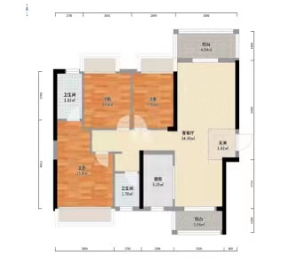 蓝溪谷 3室2厅2卫 82.0万 蓝溪谷 3室2厅2卫 82.0万室内图