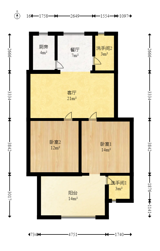 湘农桥社区  2室2厅2卫   118.00万室内图1