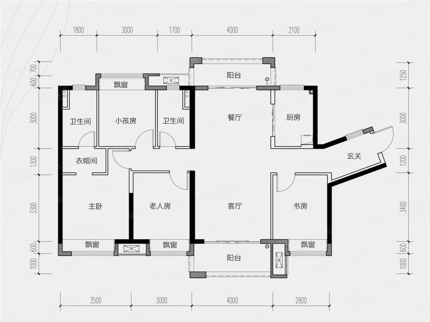 美的梧桐庄园  4室2厅2卫   97.00万室内图1