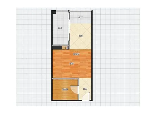 德和园  1室1厅1卫   1600.00元/月户型图