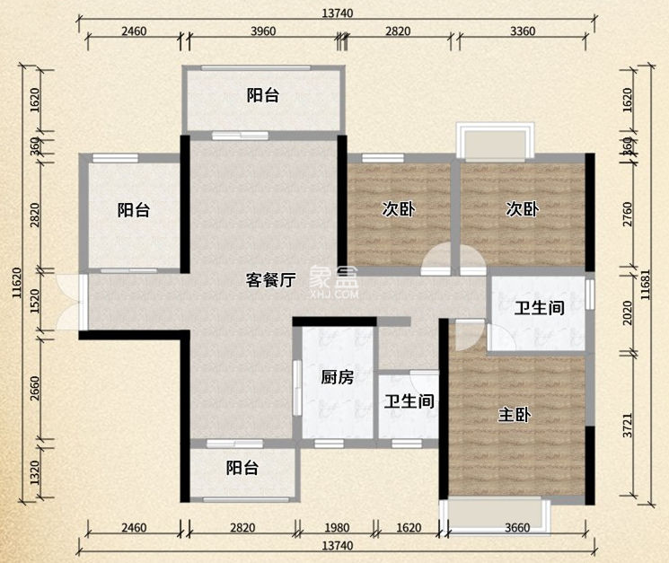 紫金华府  4室2厅2卫   81.80万