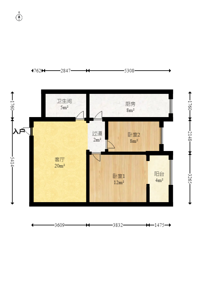 北辰三角洲E4区  2室2厅1卫    91.8万室内图1