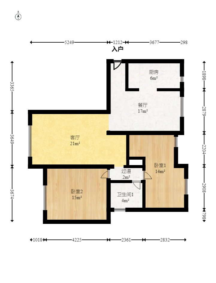 水映加州  2室2厅1卫    136.1万室内图1