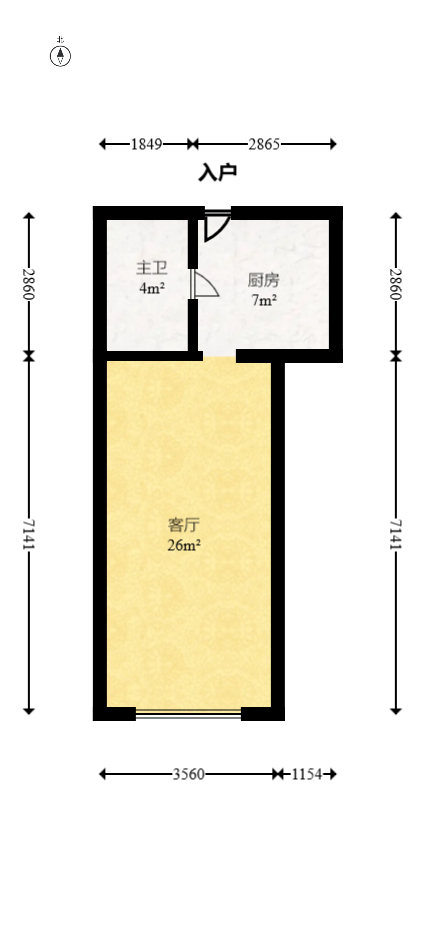 融圣国际  1室1厅1卫   42.60万室内图1
