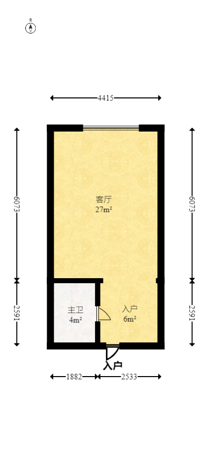 金科时代中心  1室1厅1卫   36.80万室内图1