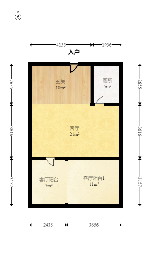 枫华府第  2室2厅2卫   67.00万室内图1