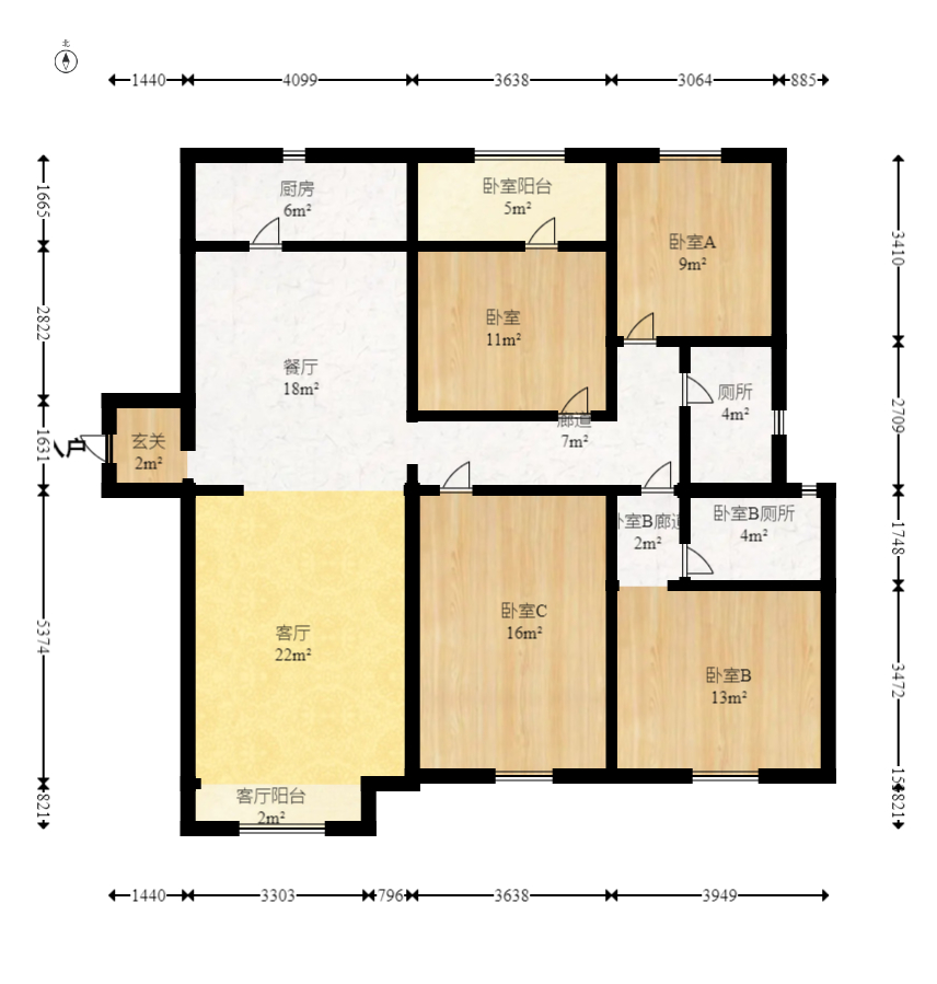 兰亭湾畔  4室2厅2卫   140.00万室内图1