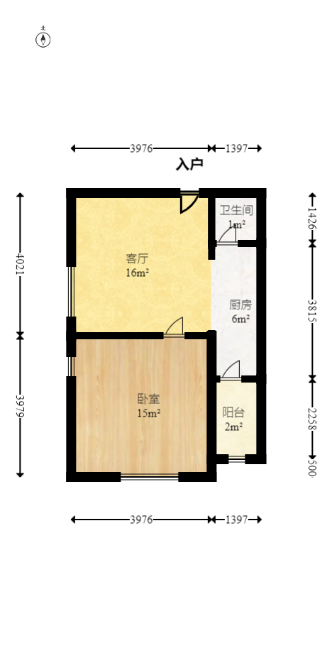 长大卧琥 1室1厅1卫 45.00万 长大卧琥 1室1厅1卫 45.00万户型图
