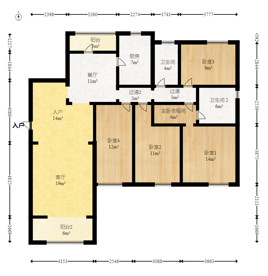 珠江花城三期锦鲤 4室2厅2卫 140.0万 珠江花城三期锦鲤 4室2厅2卫 140.0万户型图