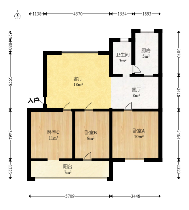 人造板厂宿舍（新河北堤1号）  3室1厅1卫   84.50万室内图1