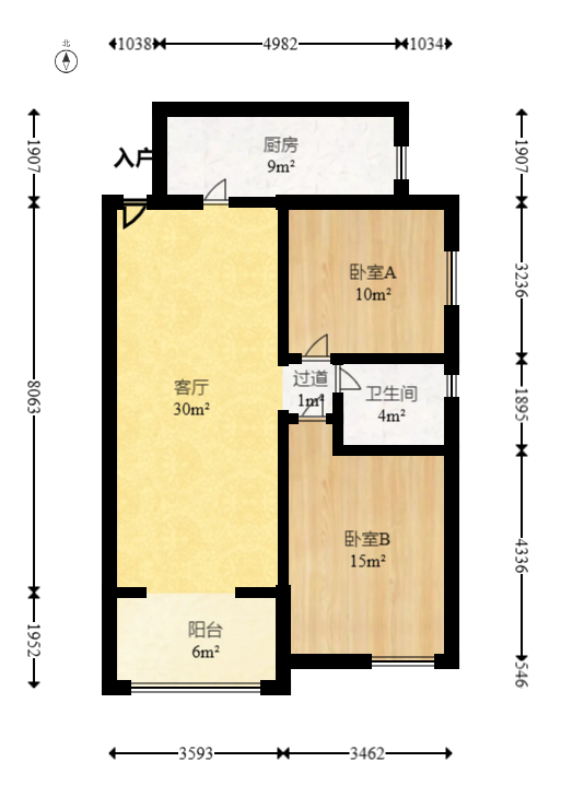 湘江北尚  2室2厅1卫   112.50万室内图1