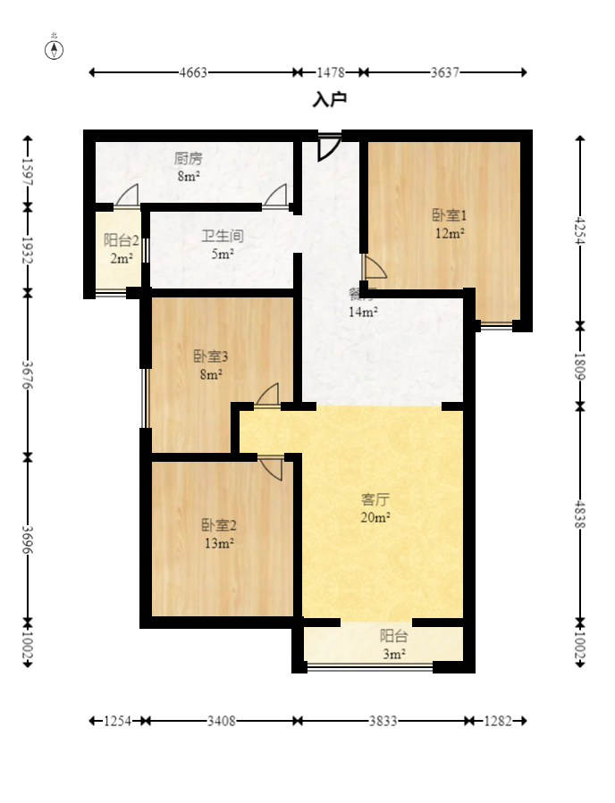 北辰三角洲E4区  4室2厅2卫    268.0万室内图1