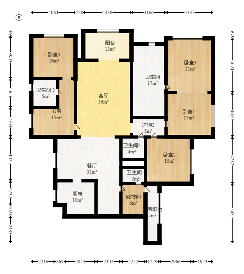 湘江壹号（创远湘江壹号）  4室2厅2卫   350.00万室内图1