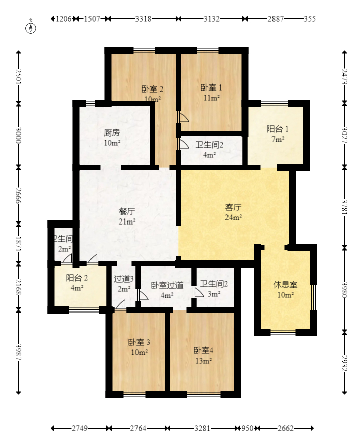 青竹湖畔  4室2厅3卫    237.5万室内图1