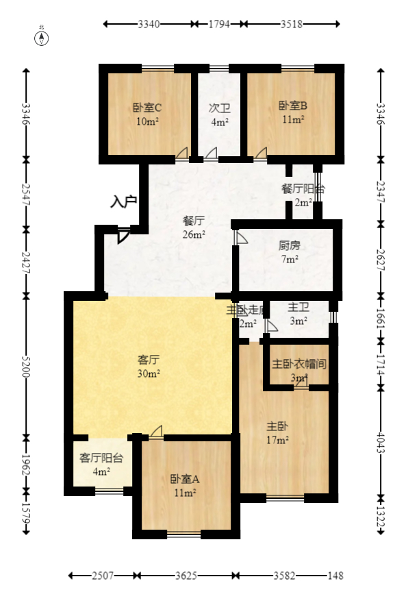怡和山庄  4室2厅2卫   108.00万室内图1