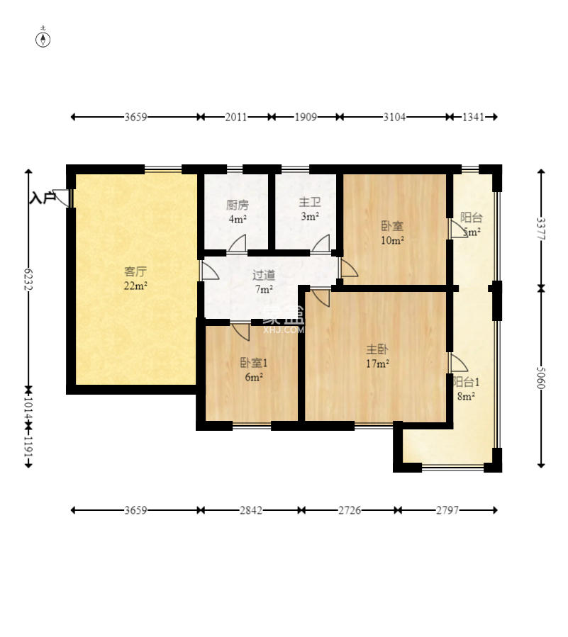 银园公寓（芙蓉区）  3室1厅1卫   95.80万室内图1