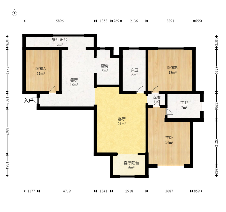 博林云栖  3室2厅2卫   119.00万室内图1