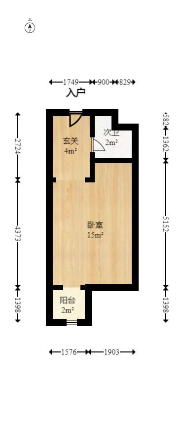 蓝光雍锦阁  1室1厅1卫    45.98万室内图1