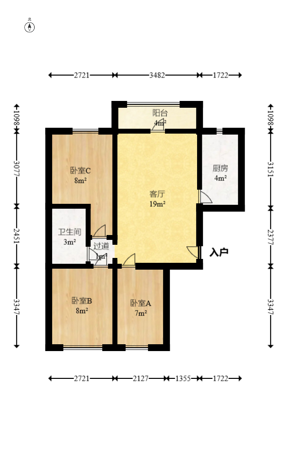 恒大雅苑 3室2厅1卫 78.0万 恒大雅苑 3室2厅1卫 78.0万户型图