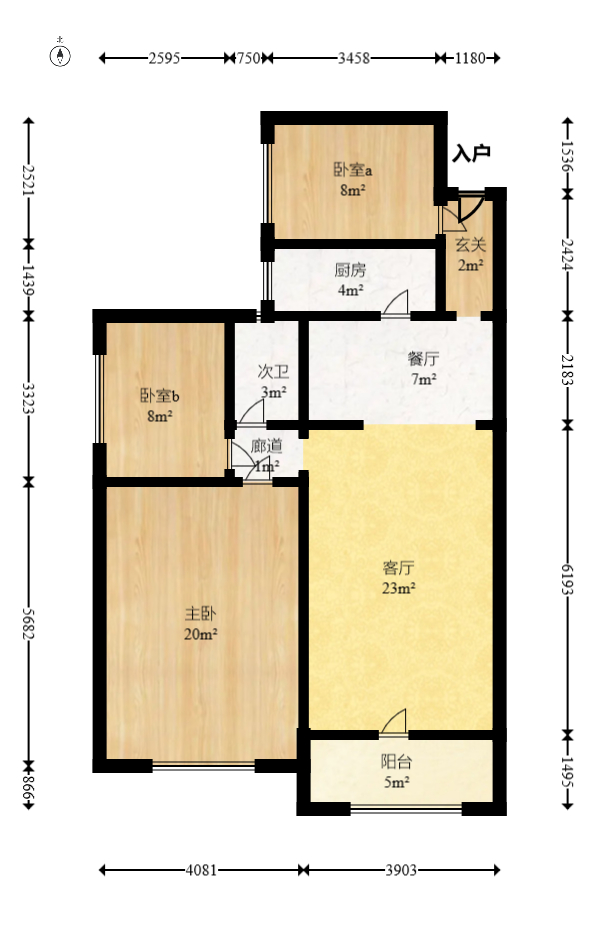 天元涉外景园B区  3室2厅1卫   108.00万室内图1