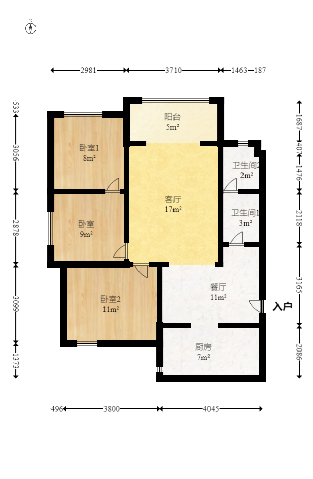 恒基凯旋门三期 3室2厅1卫 85.00万 恒基凯旋门三期 3室2厅1卫 85.00万户型图