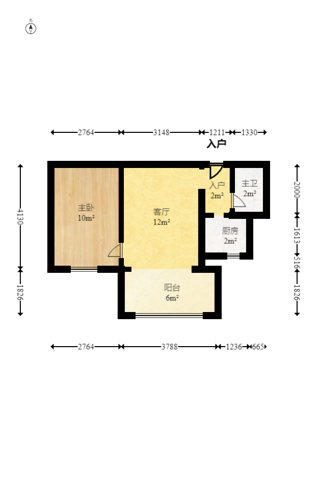 筑梦星园  1室1厅1卫    46.88万室内图1