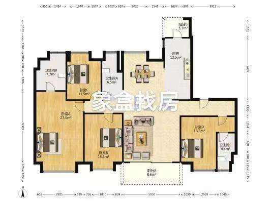 天元区碧桂园  4室2厅3卫   99.80万