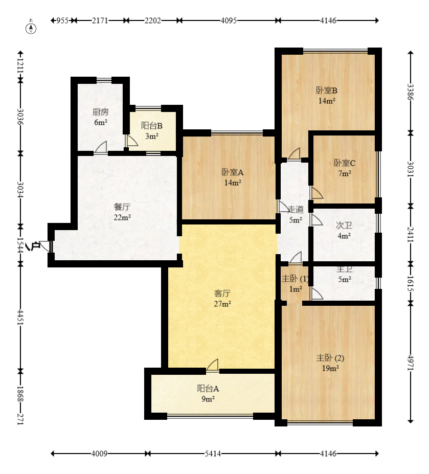 恒大绿洲  4室2厅2卫    206.8万室内图1
