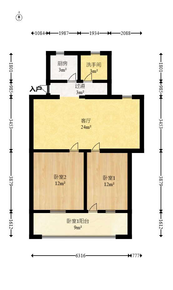 联运公司宿舍  2室1厅1卫   48.00万室内图1