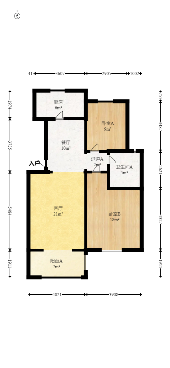 三江花中城  2室2厅1卫   80.80万室内图1