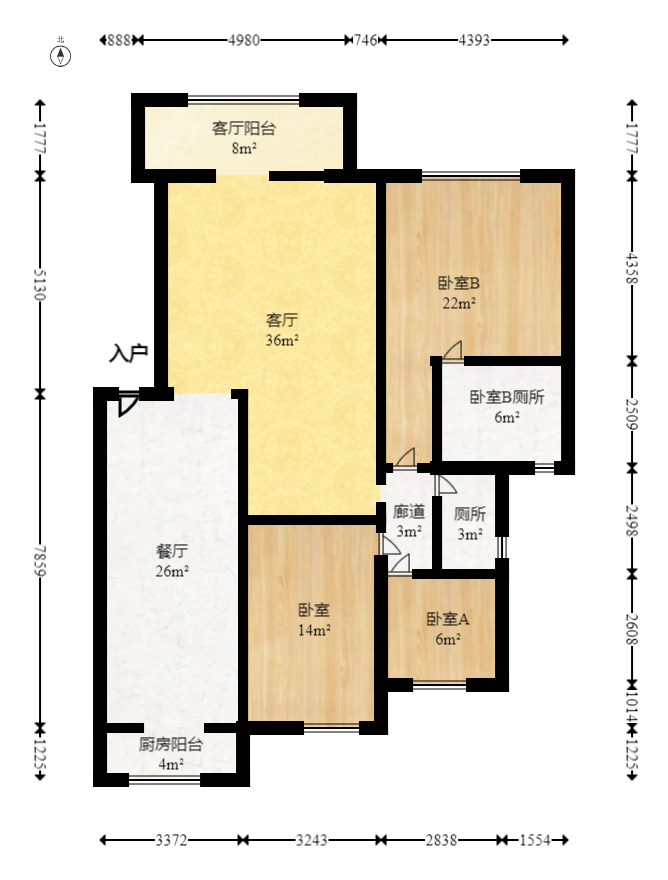 锑都家园  3室2厅2卫   70.00万室内图1