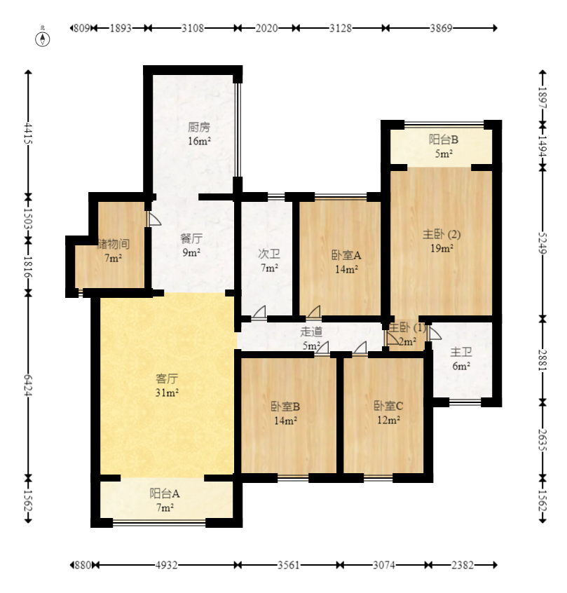 白沙湾嘉园  5室2厅1卫   144.80万室内图1