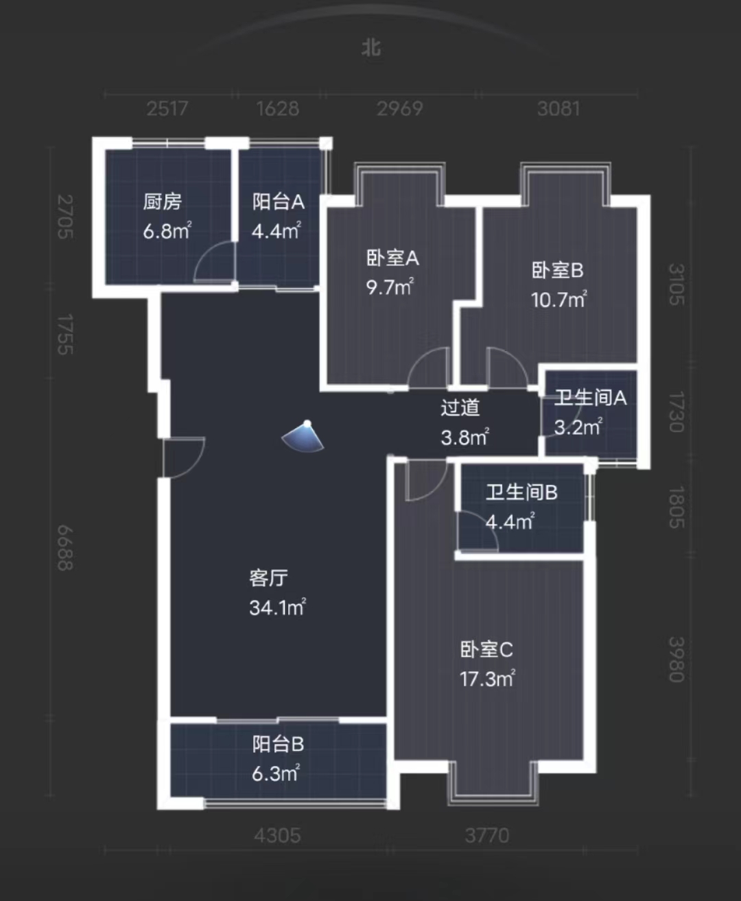 龙腾国际 3室2厅1卫 69.00万 龙腾国际 3室2厅1卫 69.00万室内图