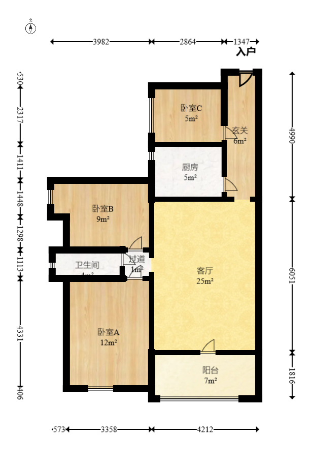 才子佳苑一期/二期  3室2厅1卫   78.80万室内图1