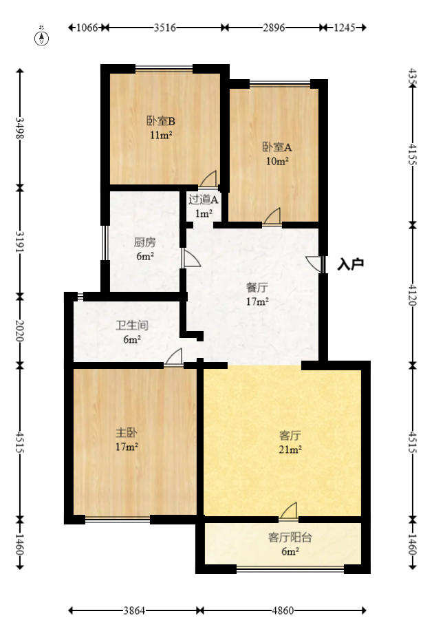 钰龙天下一期  3室2厅1卫   257.00万室内图1