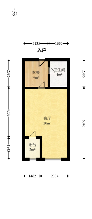长房时代城  1室1厅1卫    26.5万室内图1