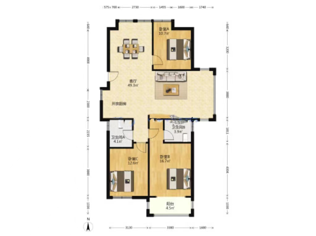 泰山公馆 3室0厅0卫 75.0万 泰山公馆 3室0厅0卫 75.0万室内图