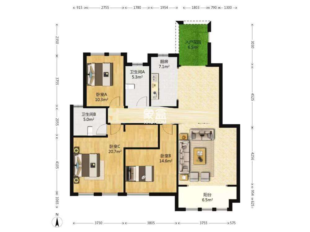红盾雅园 3室2厅2卫 53.80万 红盾雅园 3室2厅2卫 53.80万室内图