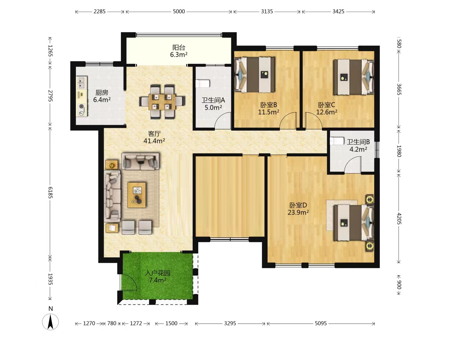 红盾雅园 4室2厅2卫 84.80万 红盾雅园 4室2厅2卫 84.80万室内图